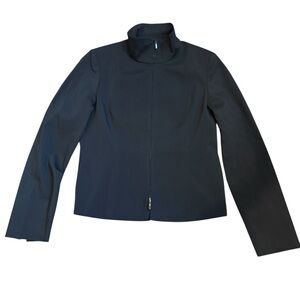 Max Mara Black Zip Front Jacket Minimalist Italy Designer Structured Blazer